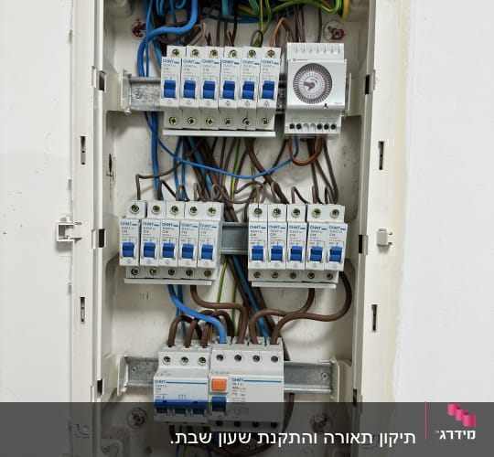 לוח חשמל עם חוטים ומפסקים